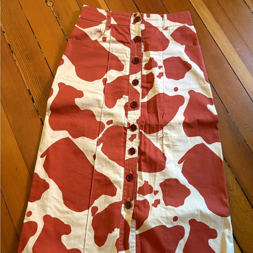 Lisa Says Gah Red and White Button-Front Robyn Midi Skirt